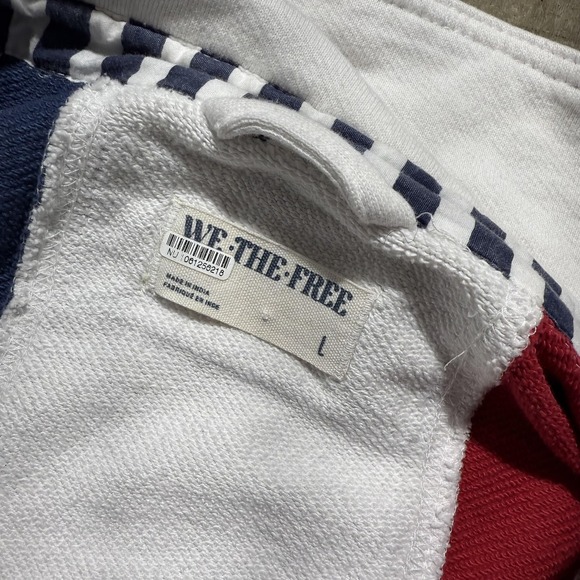 We The Free Polo Shirt Womens Large Red White Blue Lace Colorblock Patriotic - Picture 2 of 4